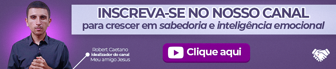 Banner roxo com Robert à esquerda do com uma faixa branca ao centro convidando você para se inscrever no canal do MAJ para crescer em sabedoria e inteligência emocional!